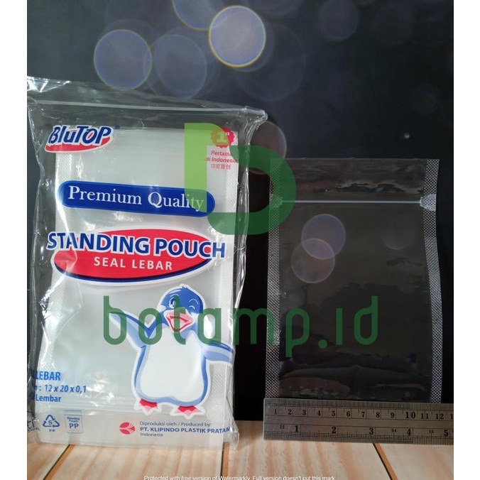 PLASTIK STANDING POUCH UK 12X20 / STP BLUTOP / STANDING POUCH MURAH
