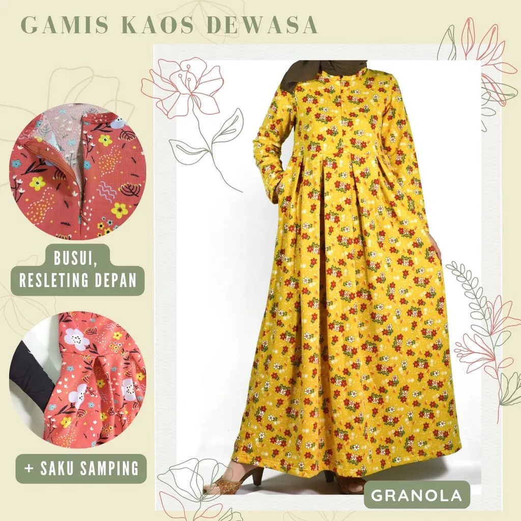 GAMIS KAOS DEWASA  BUSUI + SAKU SAMPING / GAMIS BABYTERRY IMPORT  (S/M/L/XL)