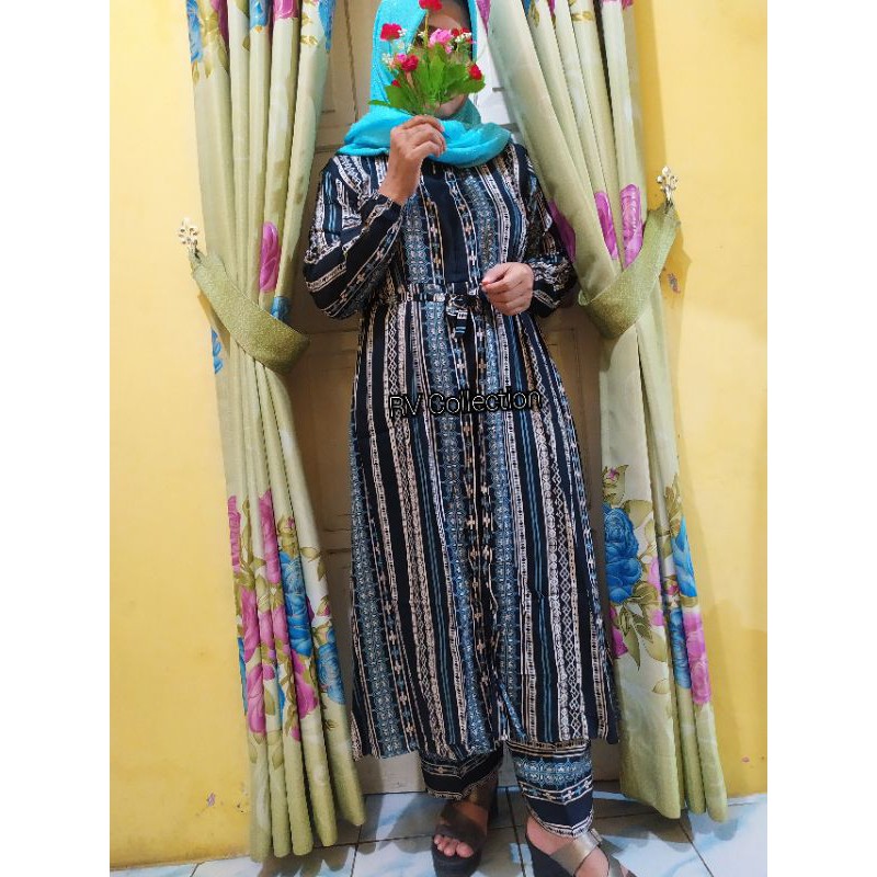 Setcel Tunik / Setelan Long Tunik / Long Tunik Rayon Premium