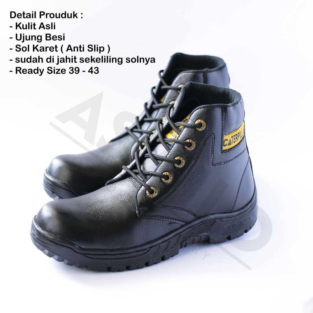 sepatu safety kulit caterpillar ujung besi