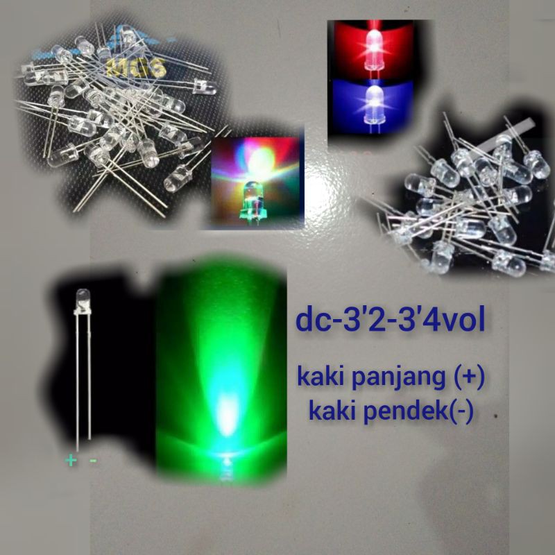 LED 3-5mm 1-2-3 Warna 2 Pin