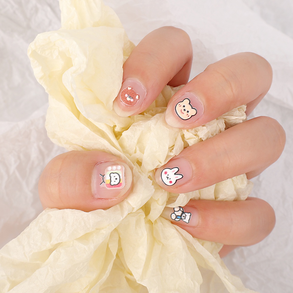 Stiker Kuku Motif Kartun Beruang 5D Untuk Dekorasi Manicure