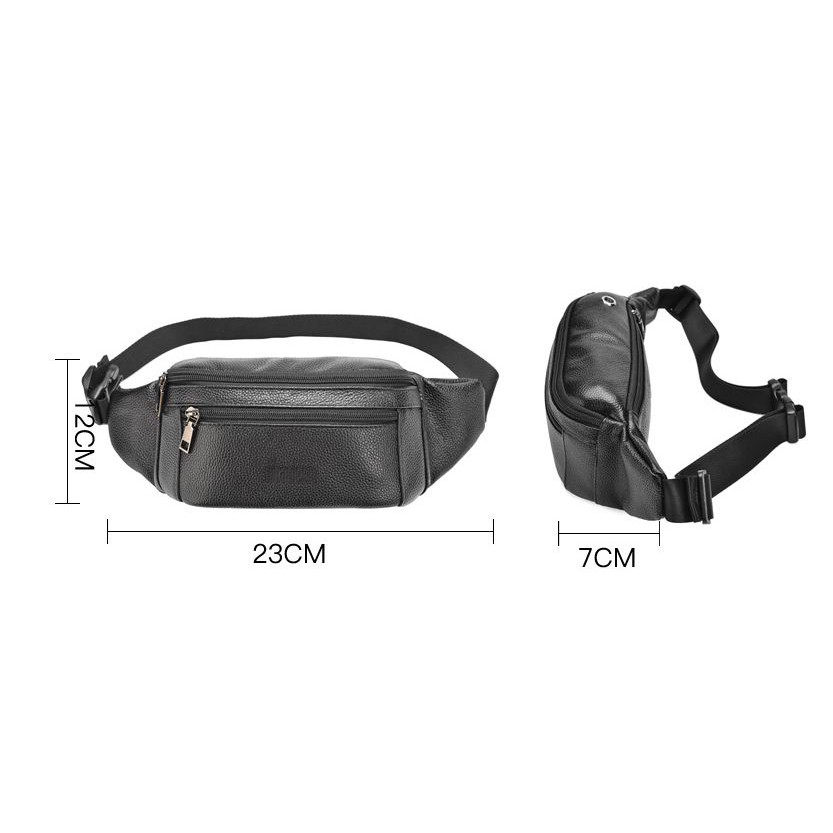 Waist Bag Tas Pinggang Pria Kulit Sapi Asli Import