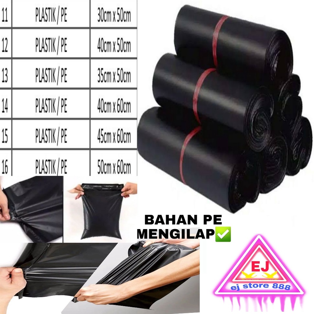 PLASTIK POLYMAILER HITAM PACKING ONLINE SHOP AMPLOP PE GLOSSY