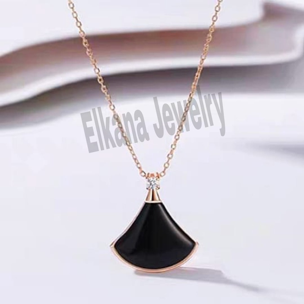TITANIUM KALUNG DRES MINI BLACK SUPER BERKELAS PERHIASAN ANTI KARAT&amp;ANTI LUNTUR