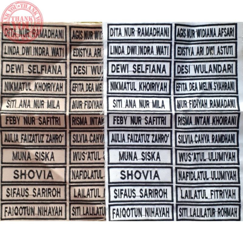 

custom nametag siswa bordir Bordir Nama Dada