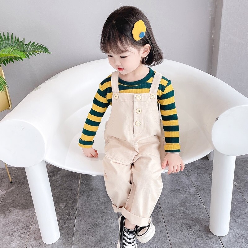 [COD] Setelan anak perempuan motif SALUR KUNING &amp; TOSCA import korea baju anak perempuan stelan anak impor jumpsuit anak usia 0-4 tahun/ brownieground