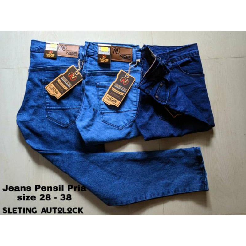 Celana Jeans pensil pria/Jeans slimfit biru muda biru Tua size 27 - 38