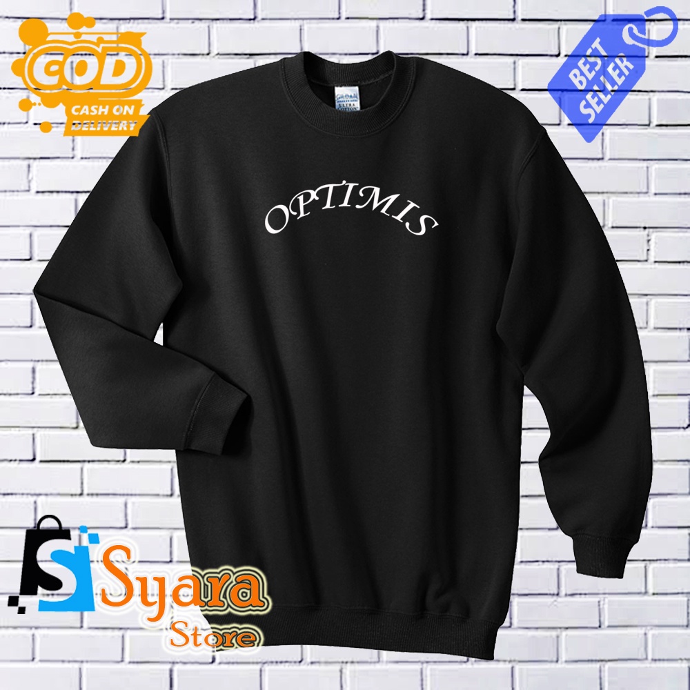Syara Store. / Sweater Optimis Putih / Sweater Distro / Crewneck Sweater / Swater wanita / Sweater H