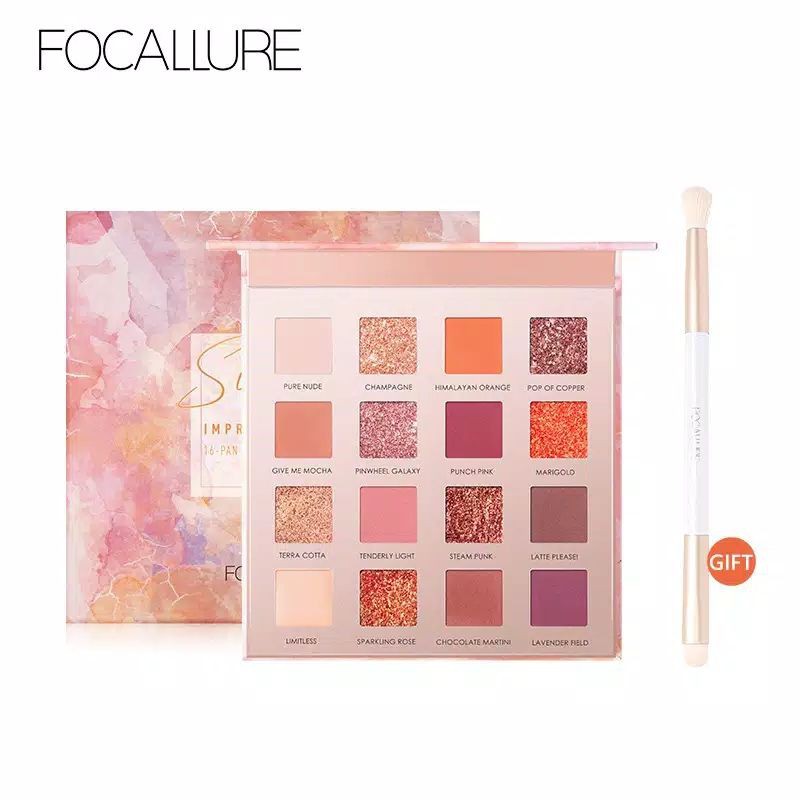 Focallure SUNRISE Palet Eyeshadow 16 Warna preloved - Original 100% Produk Baru Eksklusif