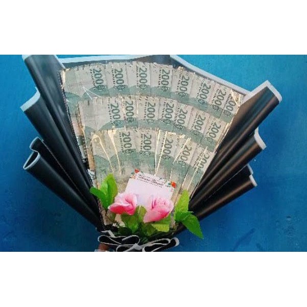 Bucket Uang Mahar Asli Pecahan Rp.2000 (Dua Ribu Rupiah) 2 Ribu Money Bouquet Bucket Hadiah Annivers