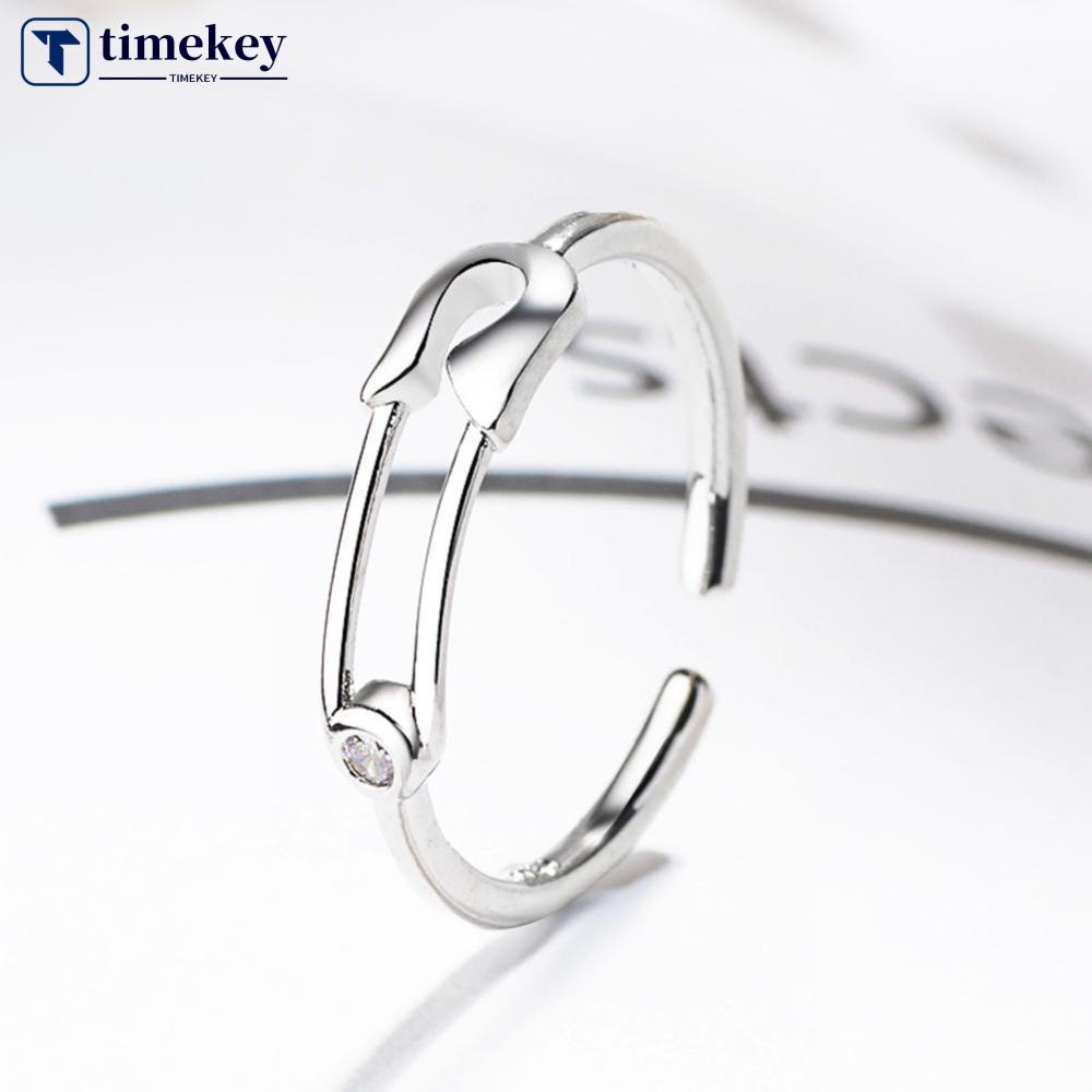 Timekey Cincin Desain Klip Kertas Hias Zircon Gaya Minimalisunik Kreatif Untuk Wanita A1K4