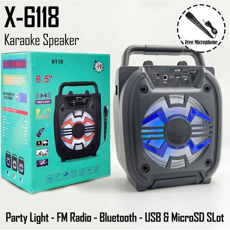 SPEAKER BLUETOOTH XTM-6118 BONUS MIC MEMORY USB FM RADIO TERBARU