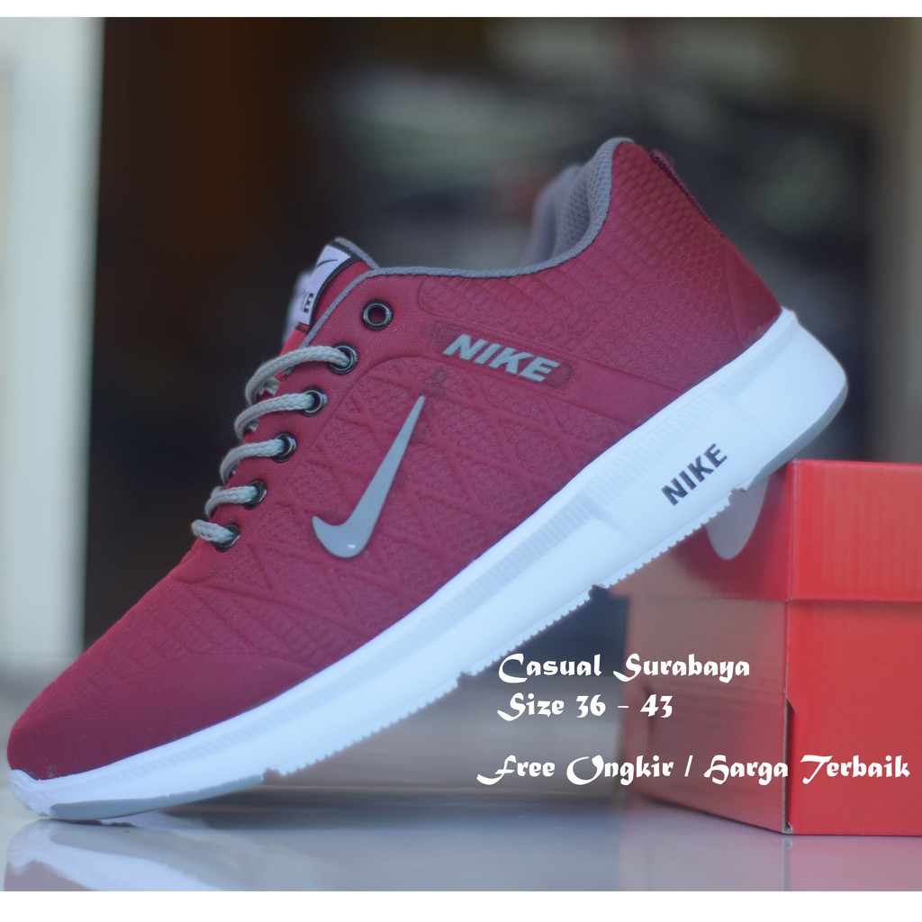 Sepatu NK Air Zoom Merah Maroon