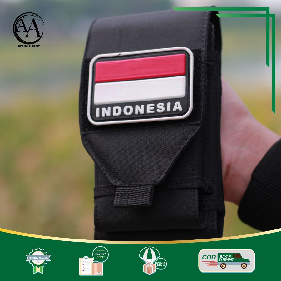 Tempat Sarung HP Pinggang KANVAS TACTICAL Tas Dompet Handphone Pouch Hp Pria bonus Logo karet