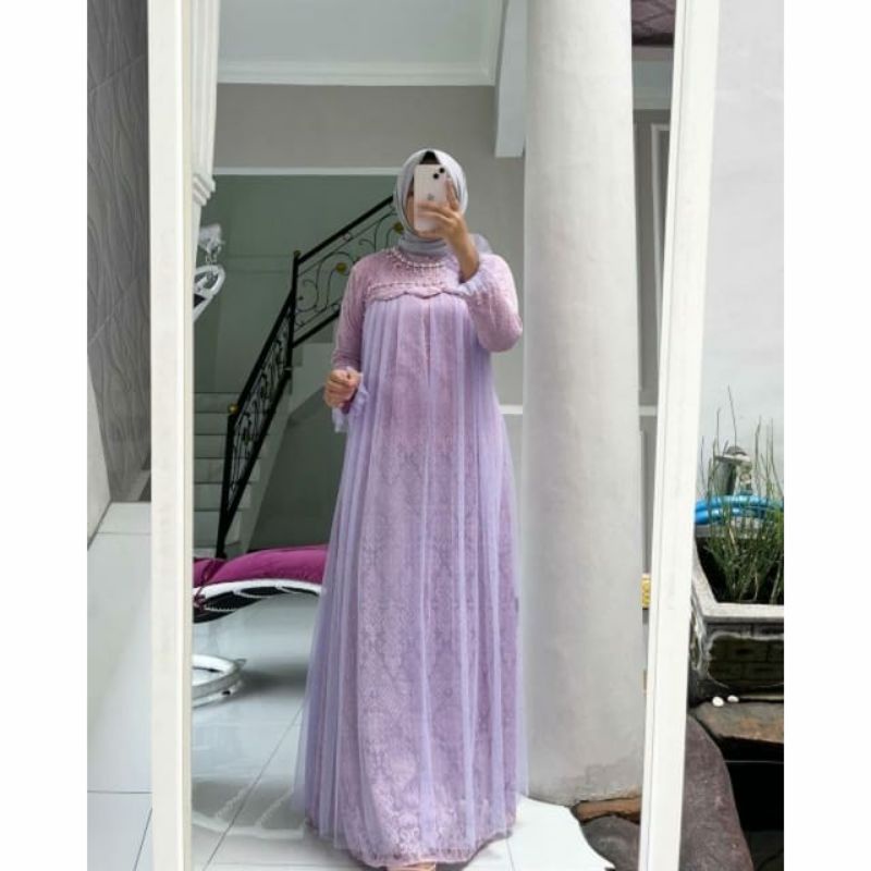 GAMIS OZIAS BROKAT SATIN TILE GAMIS RESMI GAMIS KONDANGAN DRESS TERBARU BROKAT MANIK2