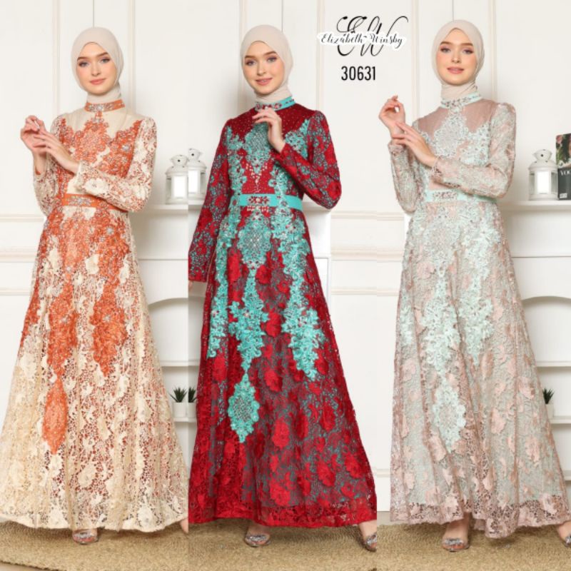 NEW ARRIVAL ELIZABETH WINSBY GAMIS MUSLIM FASHION BAJU MUSLIM PESTA BAJU MUSLIM FULL BRUKAT TERBARU