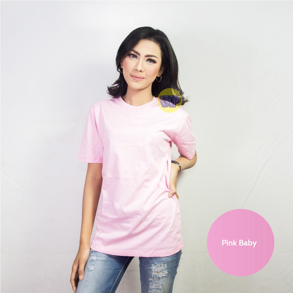 BAJU KAOS POLOS PINK BABY LENGAN PENDEK COTTON COMBED 30S BAJU