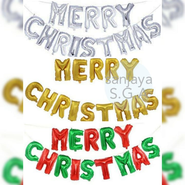 Balon Foil Huruf Set Merry Christmas / Balon Tulisan Merry Christmas / Balon Merry Christmas / Balon Set Merry Christmas