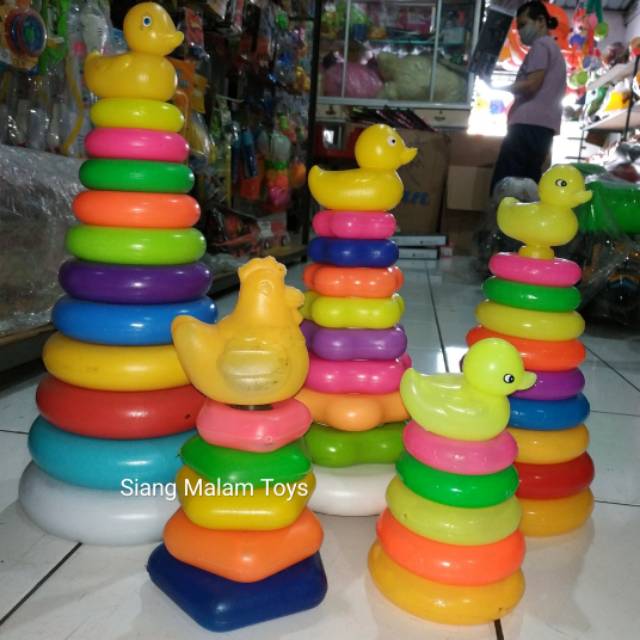 Mainan anak bayi Ring Donat Donut bebek susun tinggi