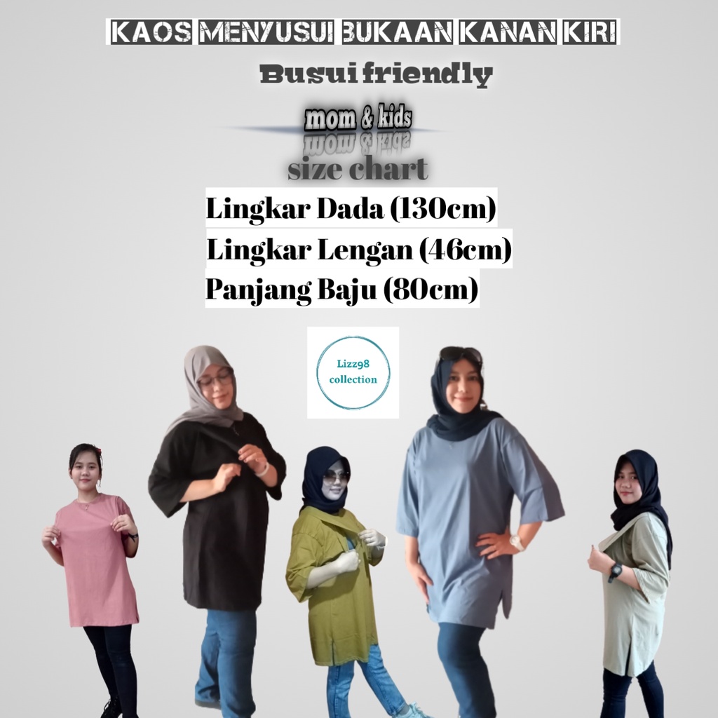 Kaos Oversize Wanita Polos Panjang Lengan  7/8