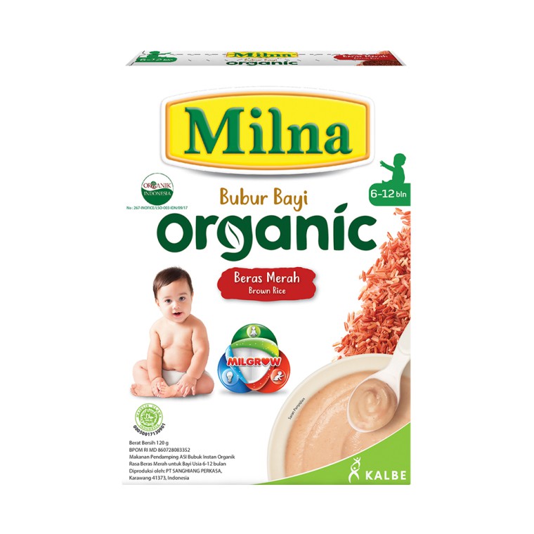 MILNA BUBUR ORGANIK 6+ BERAS MERAH 120GR/BUBUR BAYI