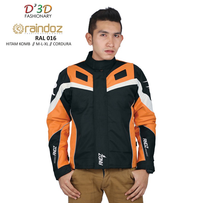 Jaket Touring Jaket Motor Cordura Pria RAL 016 Hitam Orange D3D Fashionary