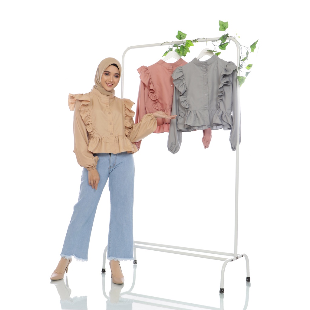 Croptee Ruffle Varisha - Atasan Crop Wanita Bahan Katun Ima