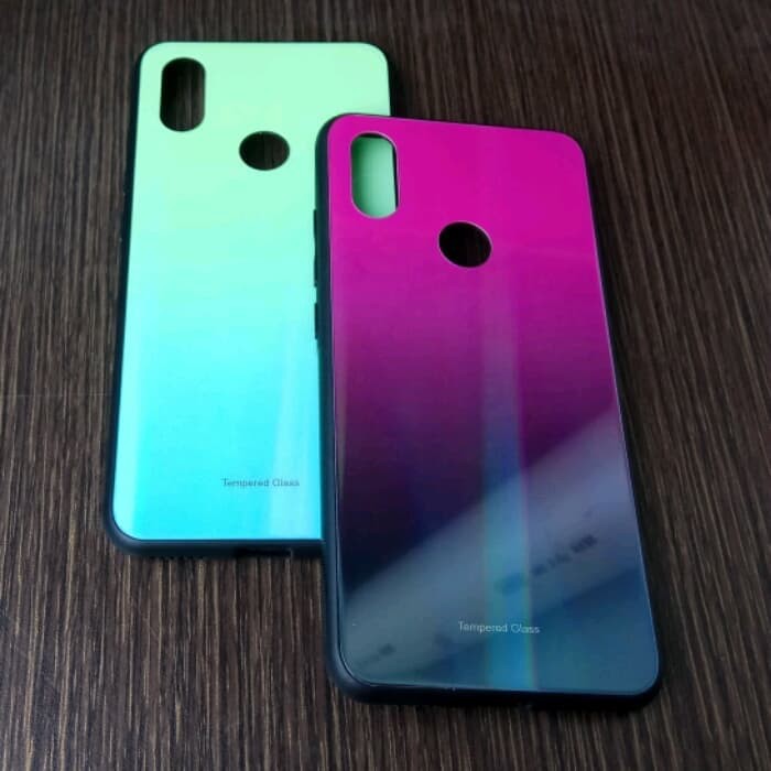 MiA2 CASE TEMPERED AURORA CASE GLASS RAINBOW Mi6x Mi A2 Mi 6x