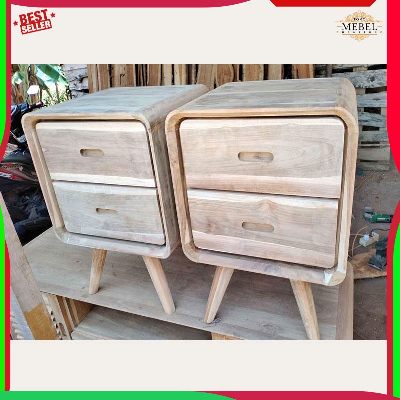 Meja Nakas Laci 2 Retro Minimalis Mentahan mebel jepara