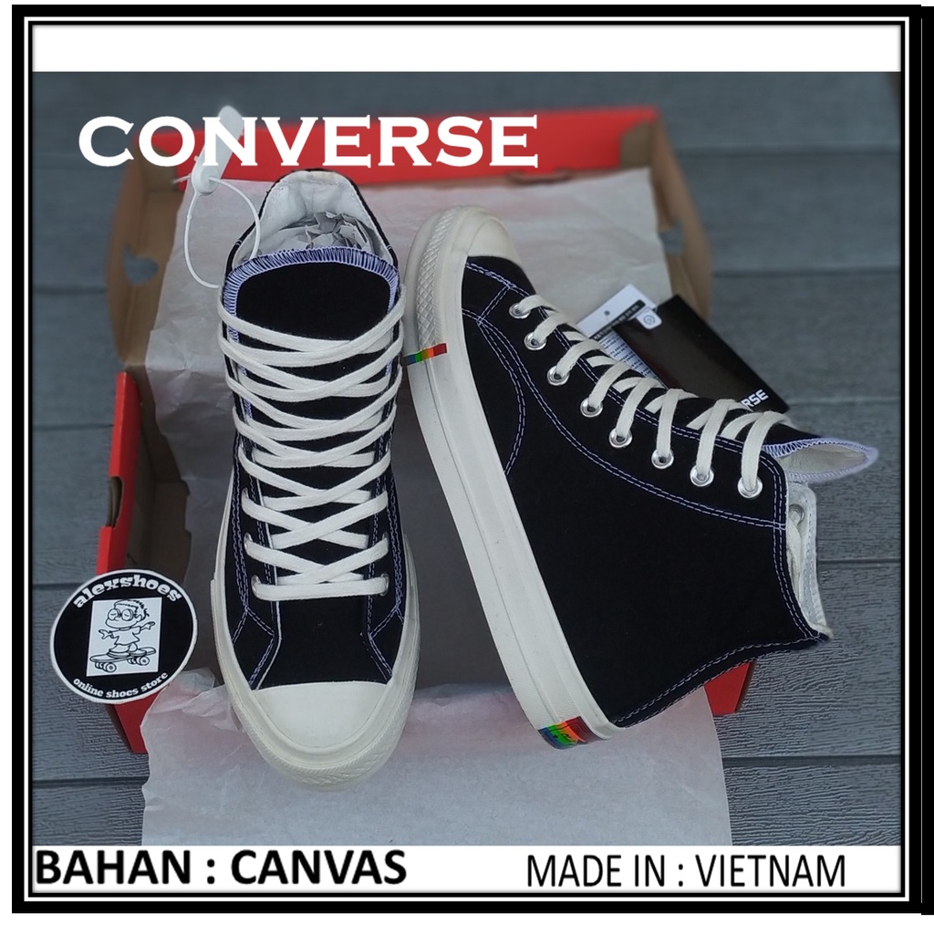 Sepatu Converse 70s High Rainbow Black White Premium Bnib Full Tag