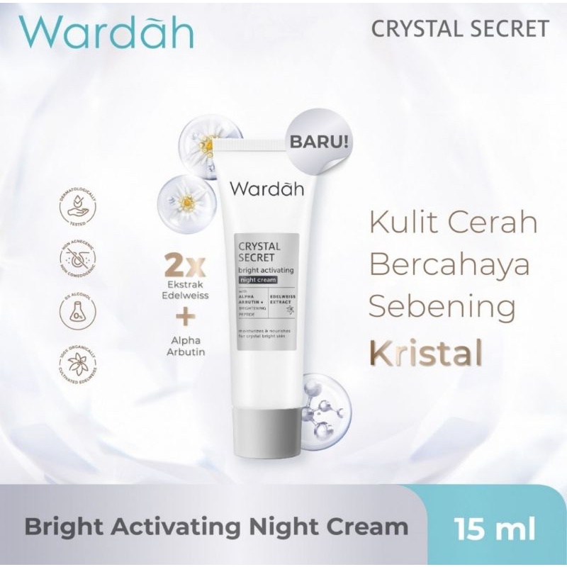 Wardah Crystal Secret Night Cream Tube 15ml Bright Activating