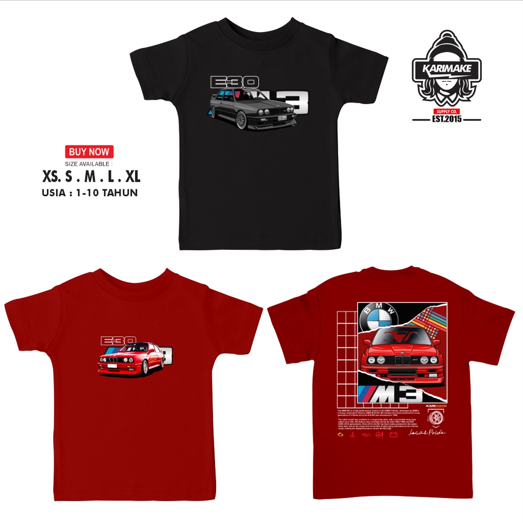 Kaos Baju Anak BMW E30 Kaos Otomotif -