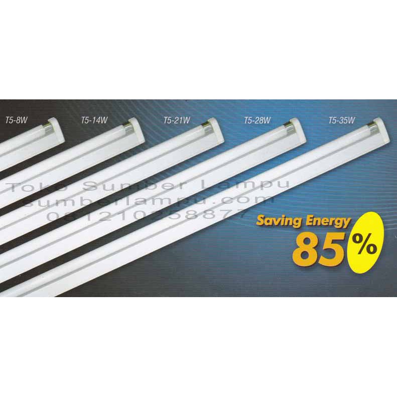 Lampu TL T5 14 watt komplit Caltech / Lampu Aquarium / Etalase Kaca