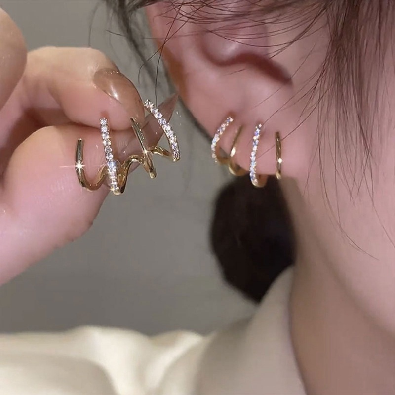 Anting Tusuk Model Cakar Hias Zircon Untuk Wanita