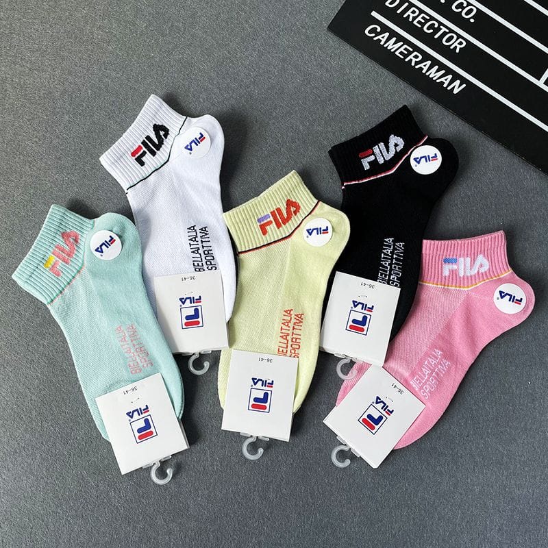 Kaos kaki wanita atau ABG import set 5 pcs perbungkus bahan katun motif Random