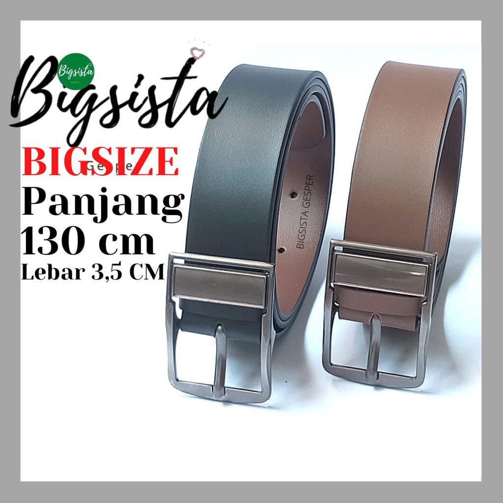 Ikat Pinggang Jumbo Pria Model Tusuk Jarum Kepala Besi Gesper Cowok Kulit Sintetis Ukuran Big Size Panjang Oversize