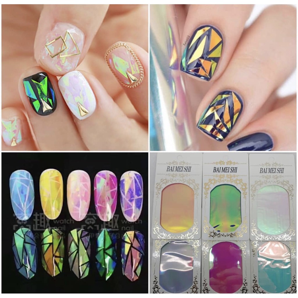 Nail foil glass colorfull hiasan nailart korean glass aksesoris kuku Produk Good Quality