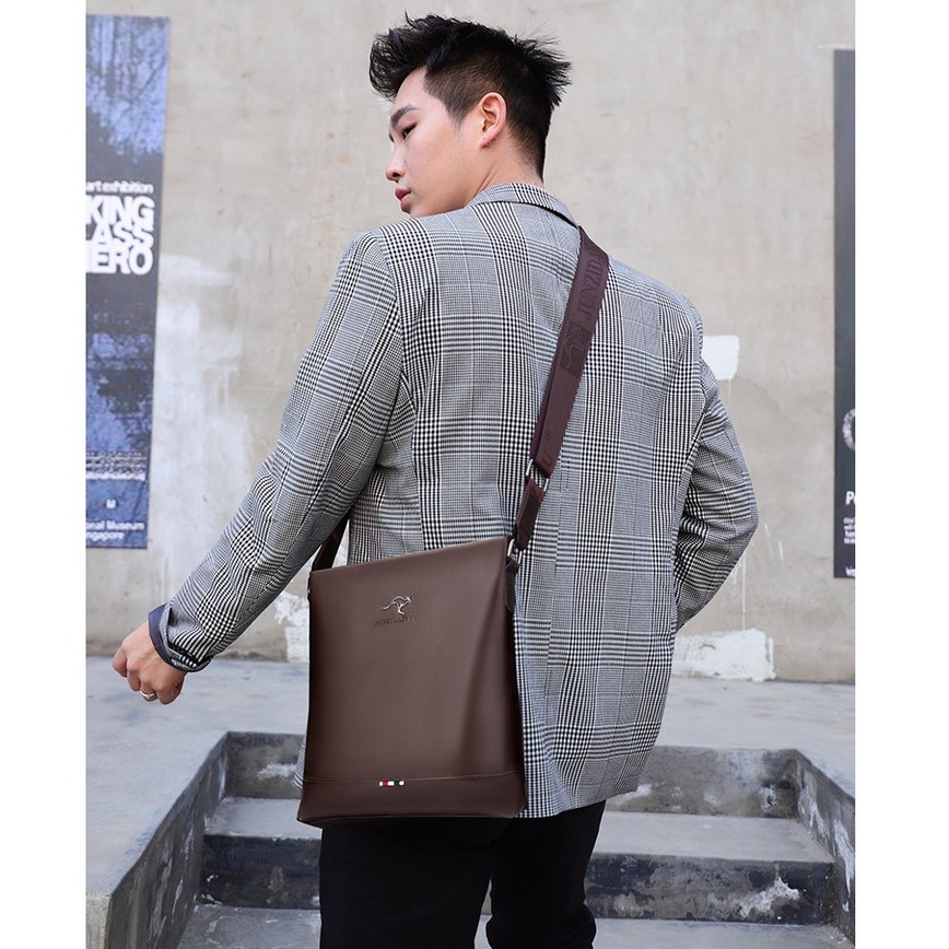 [ORIGINAL] Junzidaishu Tas Selempang Pria Kulit PU Korean Style Soft Leather Messenger Bag Import