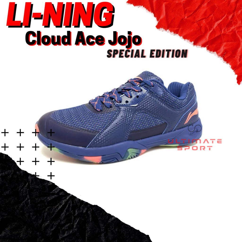 Sepatu Badminton Li-ning Cloud Ace Jojo Special Edition - Navy Orange -
