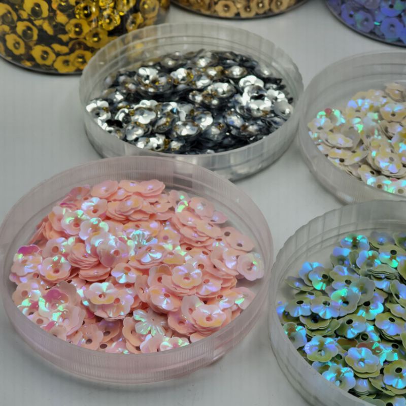 PAYET RAMBOCI PAYET 3D MOTIF MELATI MANGKOK BESAR 10MM WARNA WARNI PER 10 GRAM