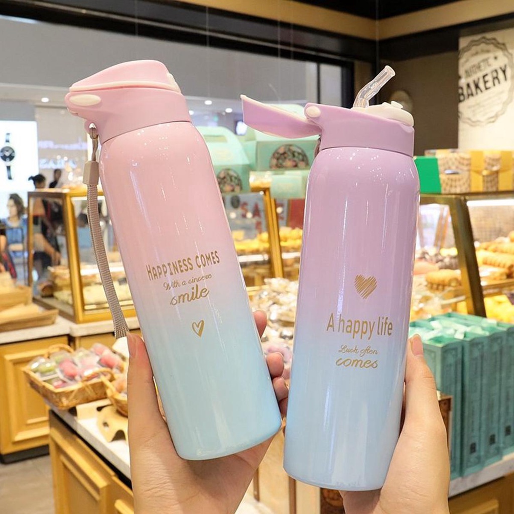 [Elegan] Termos Cangkir Warna Warni 480ml Gradient Color Stainless Steel Mug Insulated Water Bottle