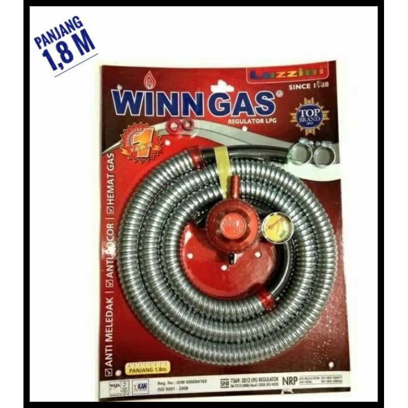 Winn Gas , Safety gas , W 138 , Luzzini   , selang paket Win gas , Panjang Selang 1.8 Meter