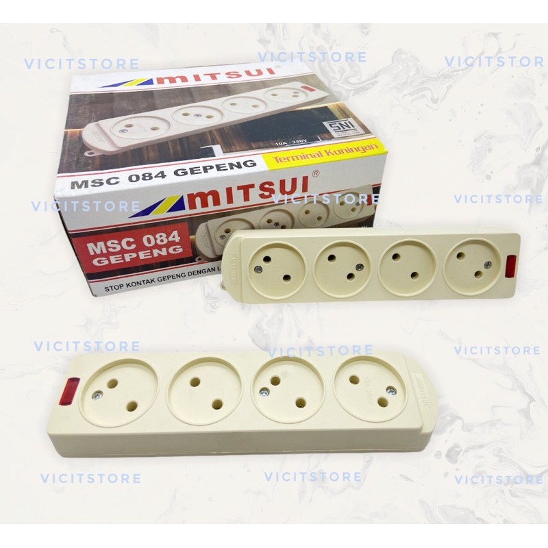 Mitsui Stop Kontak Gepeng + Lampu Indikator 4Lubang 10A-250V