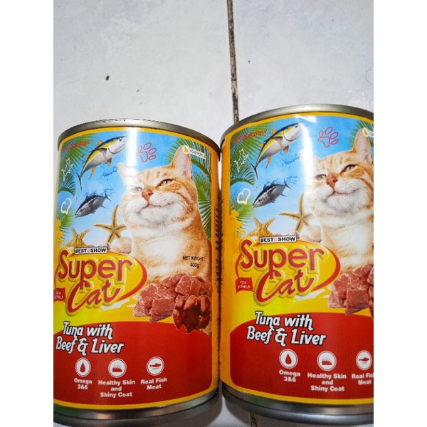 Super Cat kaleng 400g Tuna with Beef &amp; Liver