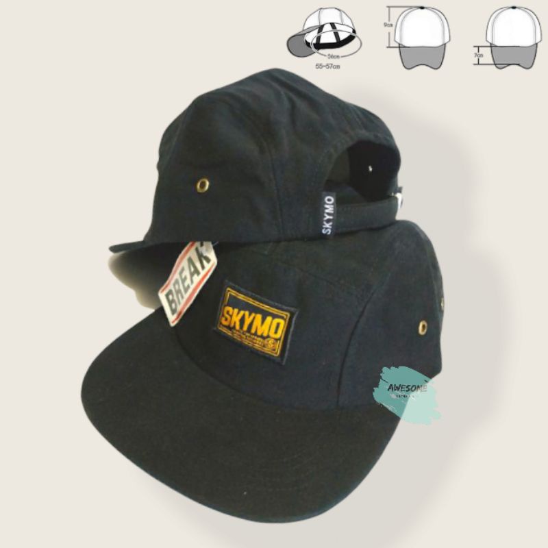 Topi Distro Pria Snapback Skymo Polos Topi Wanita Unisex Topi 5 Panel