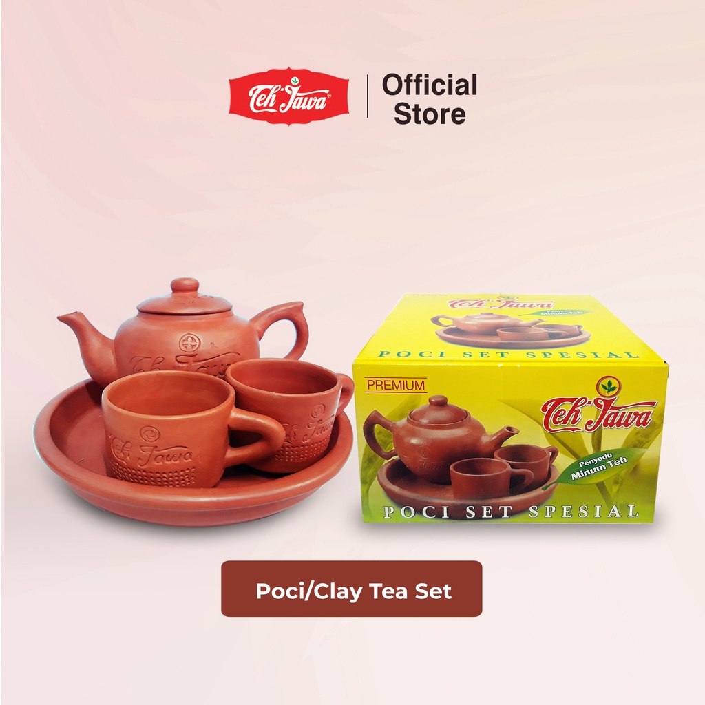 Teh Jawa Poci Tea Set tanah liat &amp; Teh Jawa Premium 9g 1 pack isi 50 pcs