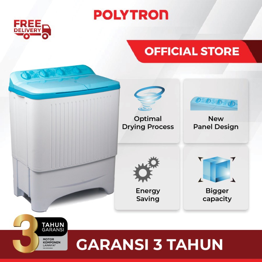 POLYTRON Mesin Cuci 2 Tabung Samba Series 7 KG PWM 7073