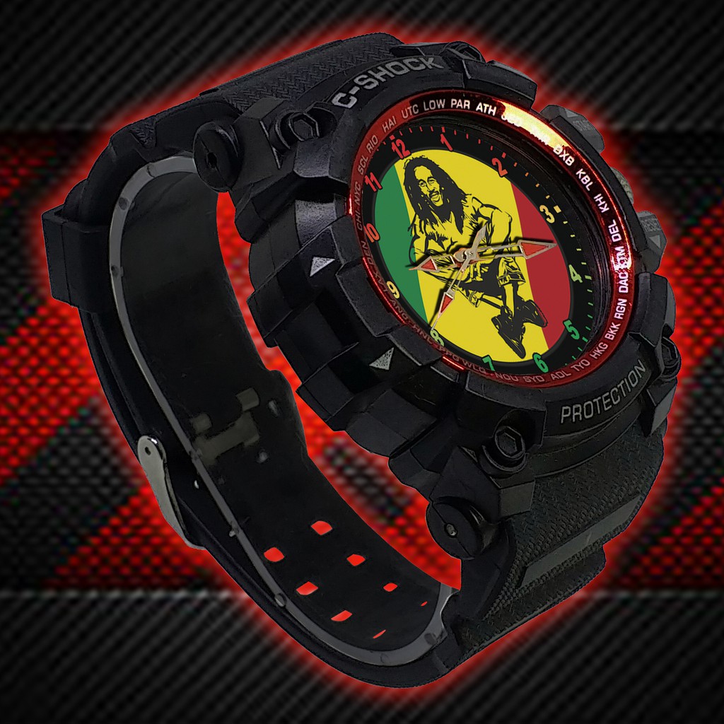 (ISTIMEWA BOSSQUE) JAM TANGAN BOB MARLEY LIST MERAH - EXCLUSIVE 6