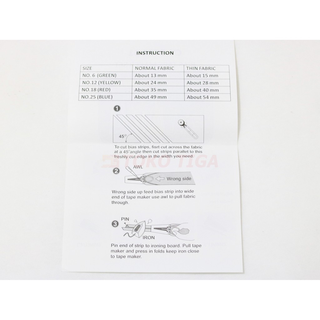 Bias Tape Maker / Alat Pembuat Bisban CY-BTM - 6/12/18/25mm (1pcs)